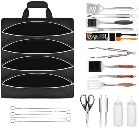 Grill Tool Accessory Storage Bag Roll Up, BBQ Tools Carry Orangizer Case for Grilling Utensil, Large Oxford Cloth Griddle Classifiable Holder for Outdoor Camping Barbecue Hiking Picnic Trip(Box Only) - Image 3