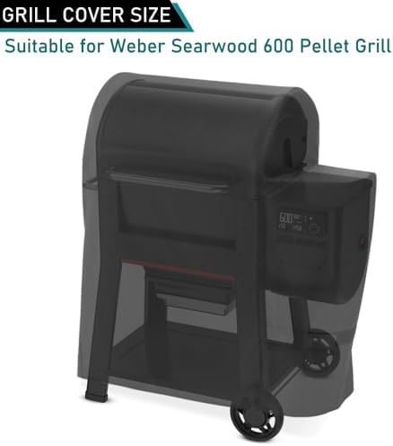 ZJYWSCH Grill Cover for Weber Searwood 600 Pellet Grill Outdoor Waterproof for Weber Grill Covers Searwood 600 3400145 Webber Searwood 600 Cover Heavy Duty - Image 2