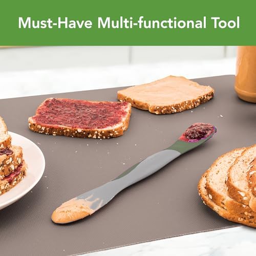Tovolo Scoop and Spread Large Dual End Silicone Sandwich Spreader Tool with Nylon Handle, BPA Free Dishwasher Safe Silicone and Nylon Tool for Spreading and Scooping, Thyme Green and Charcoal Gray - Image 2