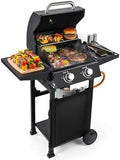 Garvee 2 Burner Propane Gas Grill – 16,000 BTU Stainless Steel Portable BBQ Grill with Top Cover Lid, Wheels, Side Storage Shelves & Hooks for Patio, Garden, Camping by Garvee