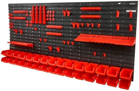 VEVOR Wall Mounted Storage Rack System, 30-Bin Parts Rack Organizer with Wall Panels/Tool Holders/Hooks, Garage Plastic Shop Tool Organizer for Nuts, Bolts, Screws, Nails, Beads, Buttons by VEVOR