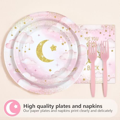 96Pcs Over the Moon 1st Birthday Baby Shower Supplies, Serves 24 - Image 2