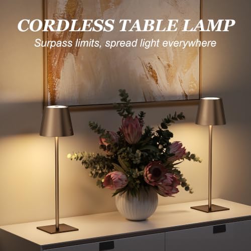 Kakanuo Brown Cordless Rechargeable Table Lamp 5000mAh Battery Operated Lamps, 3 Colors Stepless Dimming Touch Lamp for Living Room, Kitchen Counter, Dining, Outdoor Patio, 2 Pack - Image 5
