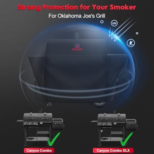 Grill Cover for Oklahoma Joe's Canyon Combo Smoker - 600D Premium BBQ Cover Waterproof & Heavy Duty for Oklahoma Joe's Canyon Grill - Image 3