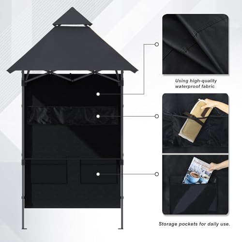 ABCCANOPY 8x5 Pop Up BBQ Grill Gazebo with Lights & Sidewall, Deep Gray - Image 6
