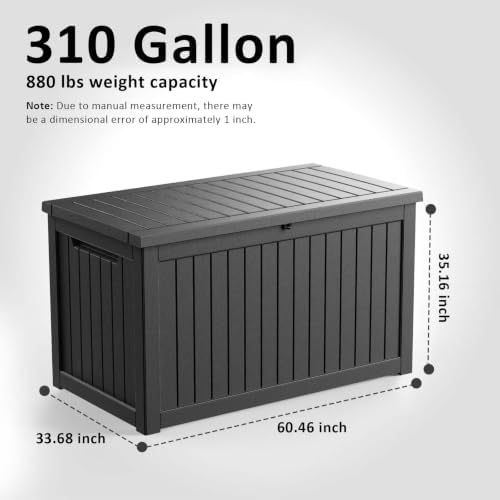 PatioZen 310 Gallon Deck Box Lockable Waterproof UV Resistant Black - Image 2