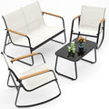Ahomly Outdoor Patio Furniture Set 4 Pieces, Conversation Textilene, White by Ahomly