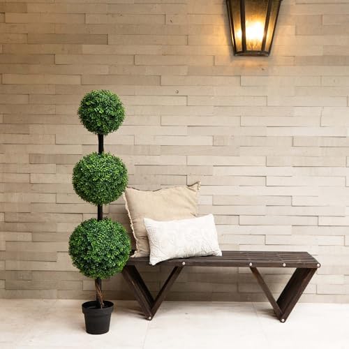 Nearly Natural 5 ft Artificial Triple Ball Boxwood Topiary Tree Floor Plant - Image 5