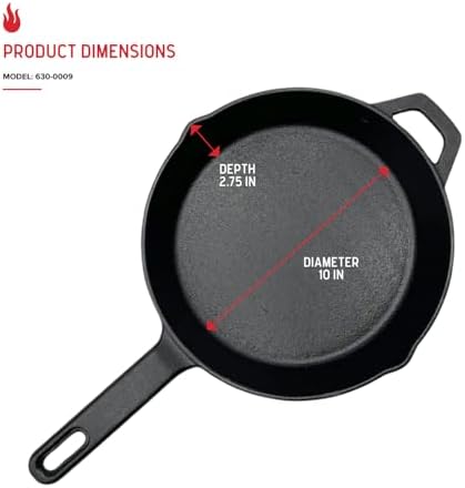 Nexgrill 10" Pre-Seasoned Cast Iron Skillet, Heavy-Duty Round Frying Pan - Image 2