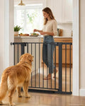 Cumbor 30-43" Baby Gate for Doorways, Auto-Close Walk-Thru Dog Gate, Black by Cumbor