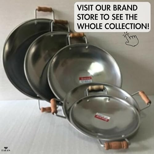Hakan Stainless Steel Sauté Pan | Frying Pan with Wooden Handles | Barbeque Plate, Wide Shallow Cooking Pan for Stir Fry, Outdoor Cooking BBQ Cookware Pan, Skillet (X-Small 13.4 in) - Image 7