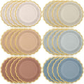 48 Pcs Morandi Color Paper Plates 9 Inch Scalloped by Tiangrid