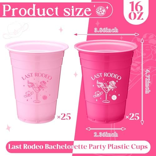 LemonRoad 50 Pcs Pink Bachelorette Party Plastic Cups 16oz - Image 3