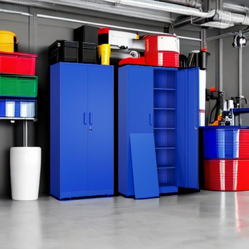 Yizosh Metal Garage Storage Cabinet with 2 Doors and 5 Adjustable Shelves - 71" Steel Lockable File Cabinet,Locking Tool Cabinets for Office,Home,Garage,Gym,School (Blue) - Image 6