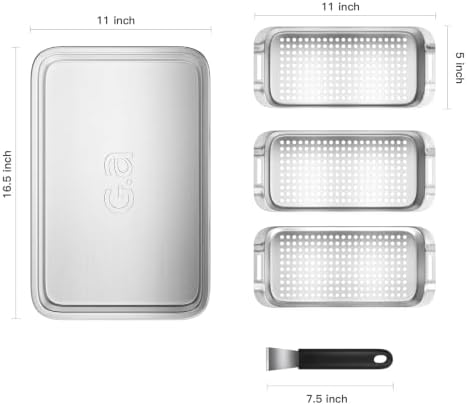 G.a HOMEFAVOR Grill Basket Set, BBQ Grill Tray, 3-Piece - Image 3
