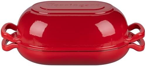 VORRINGARD Enameled Cast Iron Sourdough Bread Oven, Dutch Oven, Loaf Cast Iron Bread Pan for Homemade Bread Baking, Meatloaf Pan with Lid, 5QT, Red - Image 7