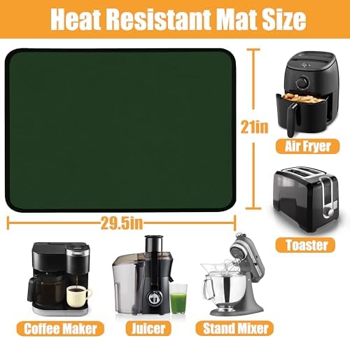 TOHONFOO Heat Resistant Mats for Countertop & Air Fryer, 29.5x21 in, Green - Image 3