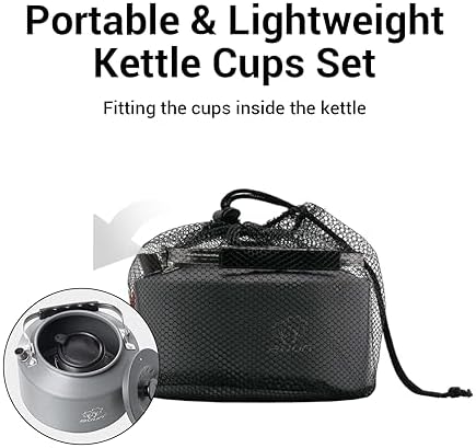 Bulin Camping Kettle, 2.2L Large Portable Camp Tea Coffee Pot With 2 Cups - Image 4