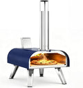 BIG HORN 12" Multi-Fuel Outdoor Pizza Oven Reach up to 1110℉– 3-in-1 Wood,Gas &Electric Compatible(Burners Sold Separately),Pellet Pizza Oven Portable Pizza Maker for Backyard, Camping&Tailgating,Blue by BigHornOutdoors