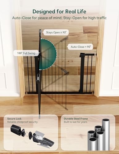 Babelio 29-43" Baby Gate for Stairs, 36" Tall, PressGuard P7, Black - Image 6