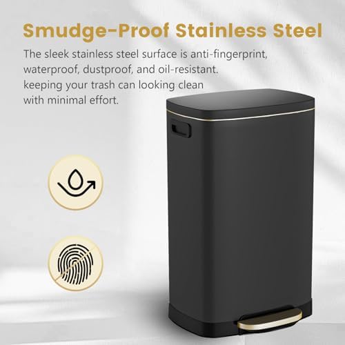 ELPHECO Kitchen Trash Can with Lid 13 Gal Stainless Steel Pedal Garbage Can - Image 5