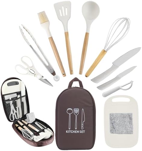 Camping Cooking Utensils Set, Silicone Cookware for Travel BBQ by Camkinger