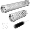 Pellet Smoker Tube Set, 6" & 12" Stainless Steel BBQ Wood Smoker Tube with Brush and 2 Hooks for 2.5hrs/5hrs of Billowing Cold/Hot Smoking for All Grills or Smokers, Smoking Cheese Beef Nuts Fish by LFSEMINI