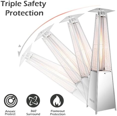 Vivicreate 42,000 BTU Pyramid Patio Heater, 88-Inch Outdoor Propane Heater with Quartz Glass Flame Tube and Cover, Freestanding Heater for Patio, Deck and Backyard - Image 5