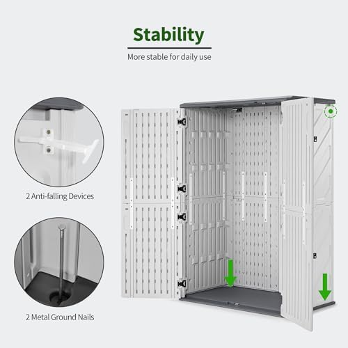 Macrout 50 Cu Ft Outdoor Storage Cabinet, Waterproof Resin Shed SU5462 - Image 7