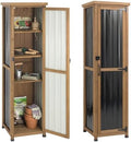 Tall Outdoor Storage Cabinet, Weatherproof Wooden Garden Potting Bench with Metal Top & Adjustable Shelves, Outdoor Patio Cabinets Work Station for Balcony, Pool, Garage by MAGAZOOPET
