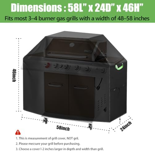 58 Inch 600D Heavy‑Duty Grill Cover for Weber Genesis II & Genesis 300 Series, Waterproof, Anti‑UV, Rip‑Proof, Fade Resistant Gas Grill Cover with Adjustable Buckle Straps - Image 3