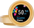 WELLIFE Gold Plastic Plates 7 Inch 50 Count by WELLIFE