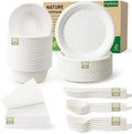 300PCS Disposable Paper Plates and Bowls Set with Long Utensils by FEHHTOEco-friendlyLiving