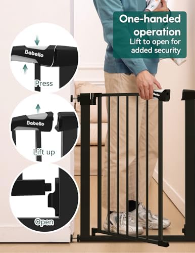 Bebelio 26–28.5" Narrow Baby Gate, No Driiling, PressGuard P7, Black - Image 4