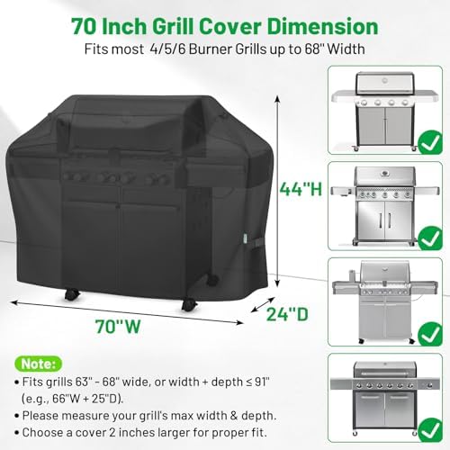 70 Inch Large BBQ Grill Cover for Outdoor, Heavy Duty Waterproof - Image 6