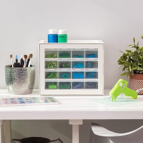 IRIS USA 16-Drawer Small Drawer Organizer, Craft Desk Storage, White - Image 2