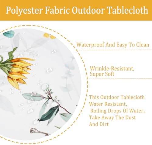 Elastic Zipper Patio Table Cover with Umbrella Hole Waterproof Polyester Outdoor Tablecloth, Windproof Fitted Round Table Cover for Picnic, Garden & Backyard - Image 6