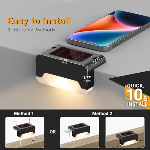SOLPEX Solar Deck Lights, Solar Step Lights for Outside Waterproof Led Stair Light for Outdoor Fence, Balcony, Patio, Railing, Front Porch, Yard and Pathway(16pack Warm White) - Image 5