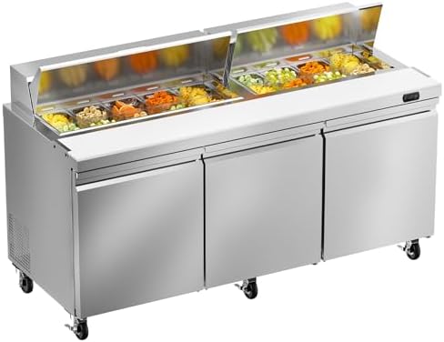 Rockitch 72" W Commercial Sandwich Prep Table Refrigerator 22 Cu.ft 16 Pans by Rockitch