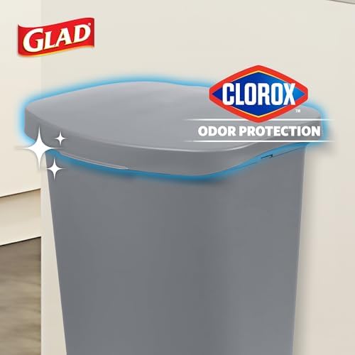 Glad Trash Can with Clorox Odor Protection | Plastic Bin, 13 Gallon, Grey - Image 3