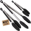 GORILLA GRIP Stainless Steel Kitchen Tongs for Cooking, 2 PK, Black by GorillaGrip