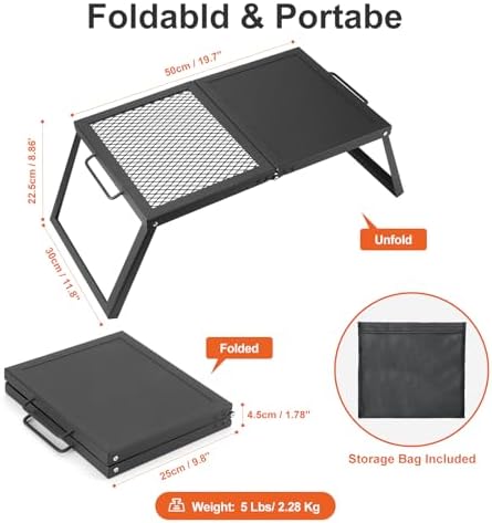 Odoland Folding Campfire Grill Camping Grill for Outdoor Cooking Bonfire - Image 2