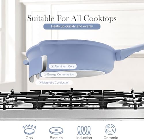 14 Inch Large Deep Frying Pan Skillet with Lid, Saute Pan Nonstick - Image 4
