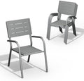 VINGLI Outdoor Patio Dining Chairs, Stackable HDPE All-Weather Arm Chairs, Weatherproof Outdoor Seating for Garden, Backyard, Poolside, Balcony,Grey (4 Pack) by VINGLI