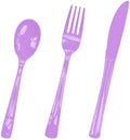 HEIPINIUYE 75 Pack Light Purple Plastic Cutlery Heavy Duty Lavender Plastic Knives Forks and Spoons Disposable Silverware Set for 25 Guest Camping Birthday Baby Shower Party Cutlery Set by HEIPINIUYE