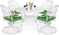 VIVIJASON 5-Piece Outdoor Patio Dining Set, All-Weather Cast Aluminum Conversation Set, Patio Furniture Set, Include 4 Swivel Cushioned Chairs, a 38.5" Round Table w/Umbrella Hole, White by VIVIJASON