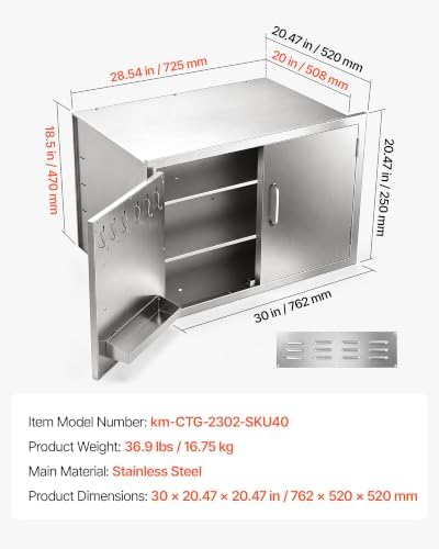 VEVOR Outdoor Kitchen Drawers, 30"W x 20"H x 20"D, Cabinet/Trash/Door/Combo - Image 3