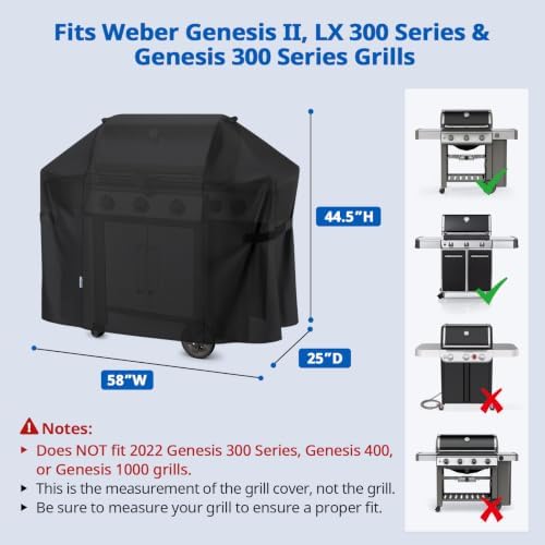 SunPatio Heavy Duty Waterproof 58 Inch Grill Cover for Weber Genesis Grills - Image 2