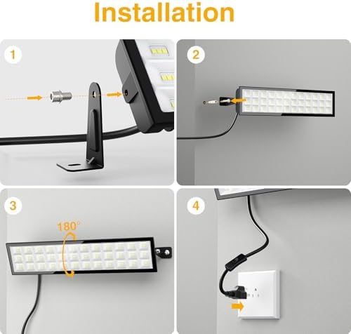 Onforu 1Pack LED Shop Lights,100W 14000lm Plug in Ultra Bright LED Work Lights,6500K Daylight White Garage Light,IP66 Waterproof Lighting for Garage Warehouses Workshop - Image 4