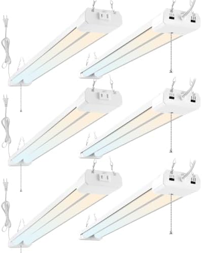 Hlite LED Shop Lights 4FT with Reflector,5500LM,3 Power Level&3CCT,6 Pack by Hlite